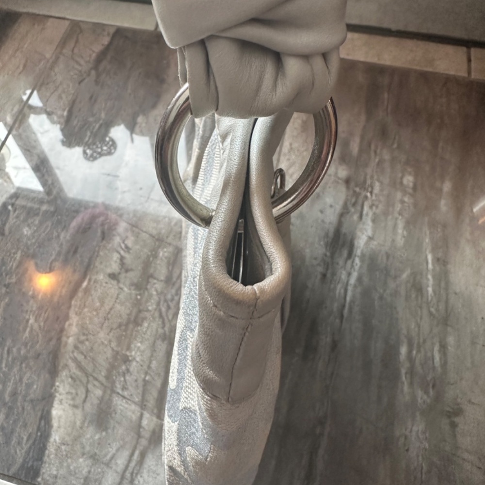 Coach Metallic Silver and Taupe Signature Hobo Bag - Picture 3 of 12